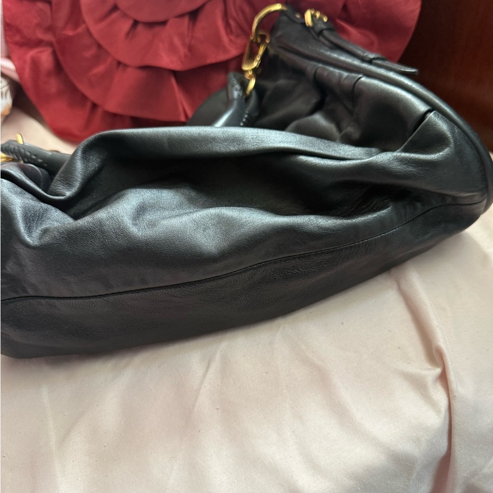 Dior Black and Gold Shoulder Bag with Pleated Design - Picture 7 of 11